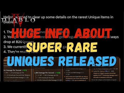 Diablo 4 | AWESOME OFFICIAL UPDATE! SUPER Rare Unique ITEMS DROPS CONFIRMED LVL 85+
