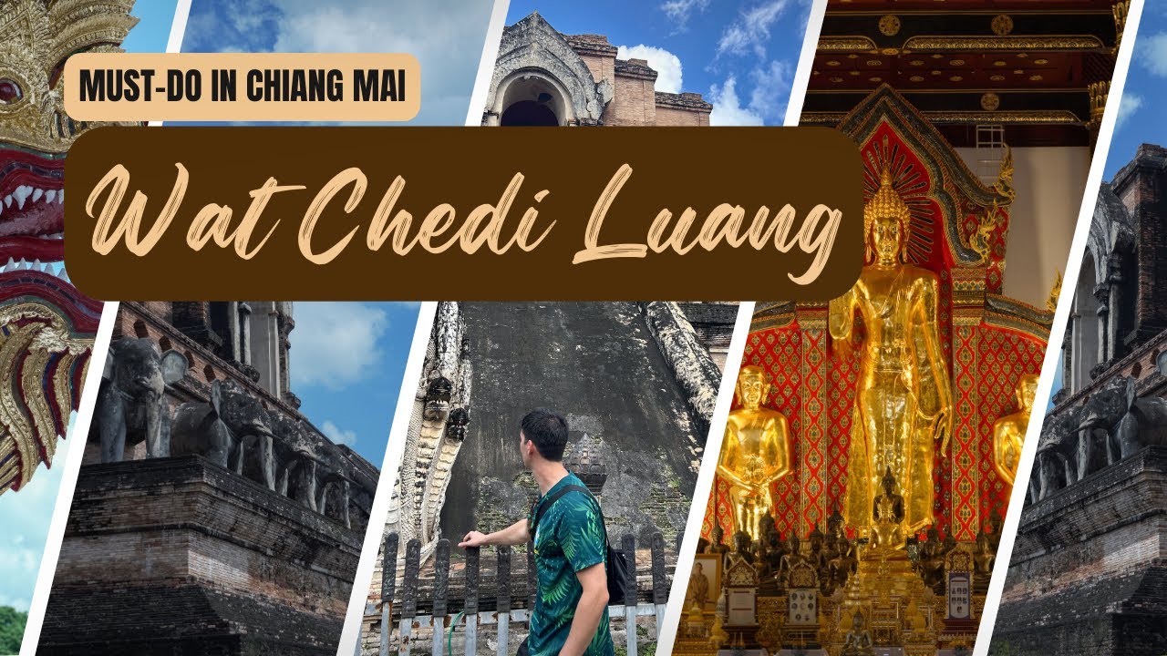 A traveler marvels at the architectural wonder of Wat Chedi Luang temple.