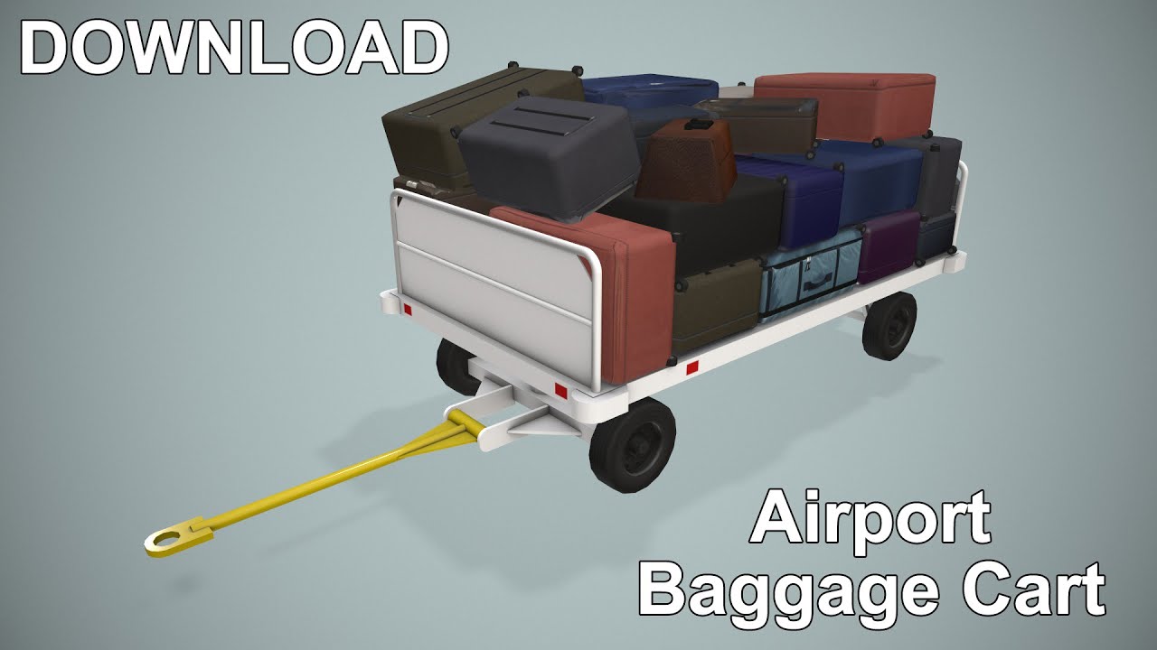 Багажная тележка аэропорта загружена --435-- 3D Модель
