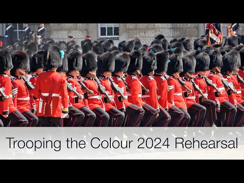 Trooping the Colour 2024 Rehearsal for King's Birthday Parade in June on the Horse Guards Parade