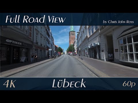 Lübeck, Germany: Innenstadt, Beckergrube, Breite Straße, Burgtorbrücke  - 4K (UHD/2160p/60p)