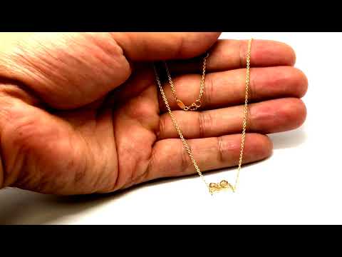 14K Yellow Gold Butterfly Pendant On 17" To 18" Adjustable Necklace