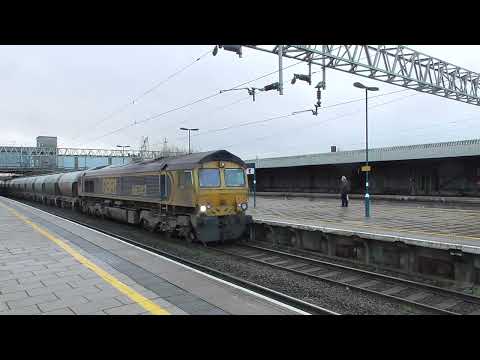 Stafford Railway Station 66742 GBRf departs P5 on 6M90 AFTER DRIVER SWAP!!! on 30th November 2024