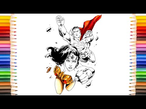 SUPERMAN X Wonder Woman Coloring Pages | DC Couple Coloring Pages