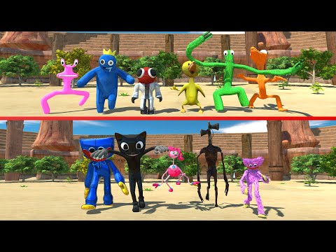 Team Rainbow Friends vs Team Poppy Playtime - Animal Revolt Battle Simulator
