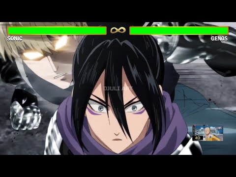 Genos vs Sonic With Healthbars {REMAKE] || One Punch Man