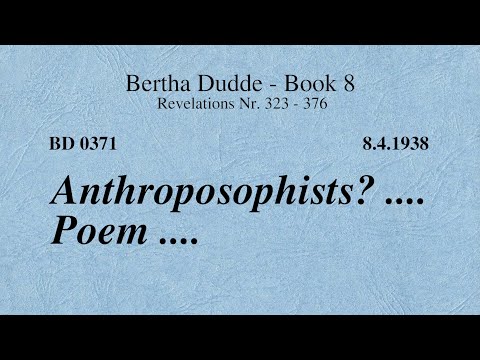 BD 0371 - ANTHROPOSOPHISTS ? .... POEM ....