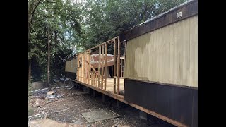 Old Single Wide Mobile Home Exterior Wall Framing Repair and Replacement Raising