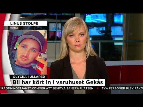 Bil rakt in i entrén till varuhuset Gekås - Nyheterna (TV4)