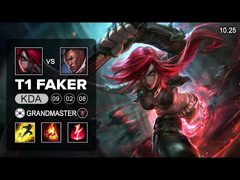 T1 Faker Katarina Mid vs Lucian - KR Grandmaster Patch 10.25