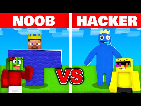 NOOB vs HACKER: I CHEATED In a RAINBOW FRIENDS Minecraft Build Challange! (Blue)