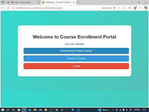 complete Course Enrollment System in PHP MySQL | Full Project Demonstration (With Login & Dashboard)