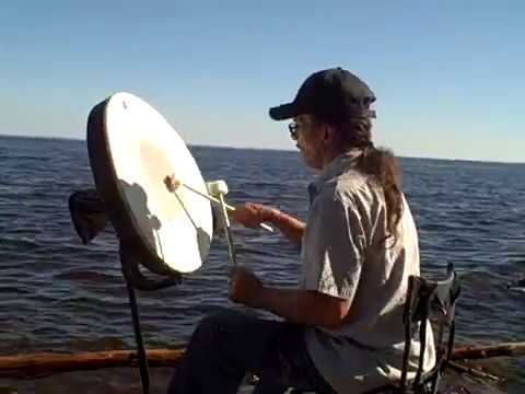 Rolling Thunder Drummer accompanied by the sounds from Lake Superior (Water is Life) - 7/15/2017