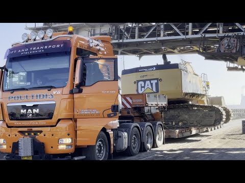 Transporting On Site The Caterpillar 385C Excavator - Poultidis Transport And Lift