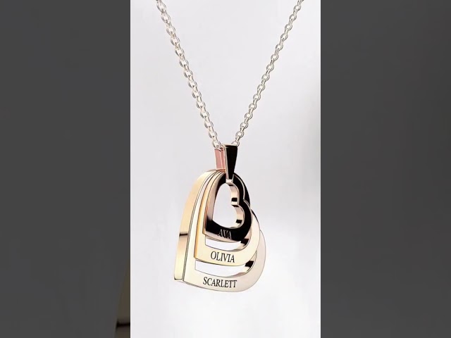 سلسال ثلاثة قلوب متداخله للكتابة عليها