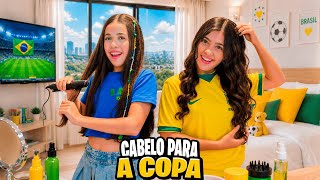 COMO ELAS FINALIZAM O CABELO PARA ASSISTIR O JOGO DO BRASIL NA COPA ! *Tudo que elas usam 🇧🇷