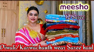 Meesho Affordable Diwali/Karwachauth special Saree haul @PoojaRikichoyal 