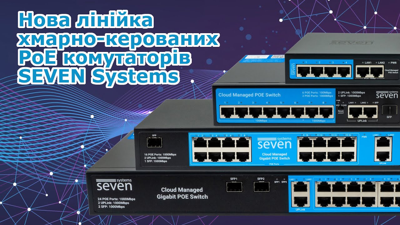 Хмарно керований гігабітний 28-ти портовий PoE комутатор SEVEN GPS424