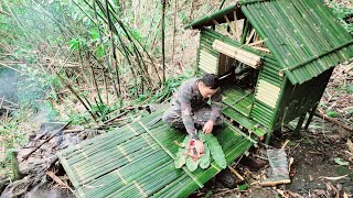 Build a bamboo house as a shelter in the mountains, cook, survival in the forest./tuongtonhao