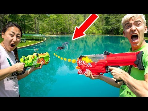 POND MONSTER NERF WAR!! Video