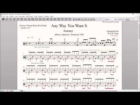 Drum Score World - Journey - Any Way You Want It (sample)