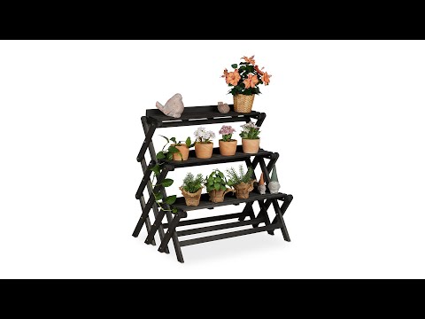 Étagère pour fleurs noir en bois Noir - Bois manufacturé - 90 x 86 x 55 cm