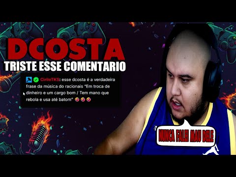 TRETA PESADA! DCOSTA DÁ UMA RESPOSTA SEM FILTRO AO COMETÁRIO DO CIRILO