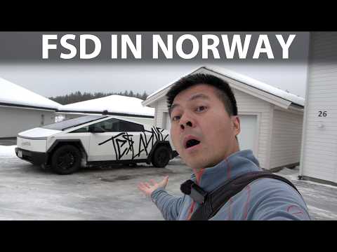 Tesla Cybertruck Full Self-Driving (Supervised) on snow in Norway