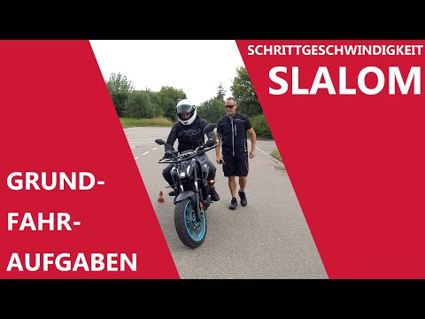 Schrittgeschwindigkeit Slalom! Grundfahraufgaben Motorrad Führerschein