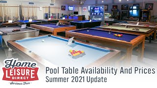 Pool Table Availability And Prices - Summer 2021 Update