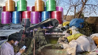 Production Of Plastic Ropes By Recycling Plastic Bags | Amazing Recycling Process of Waste plastic