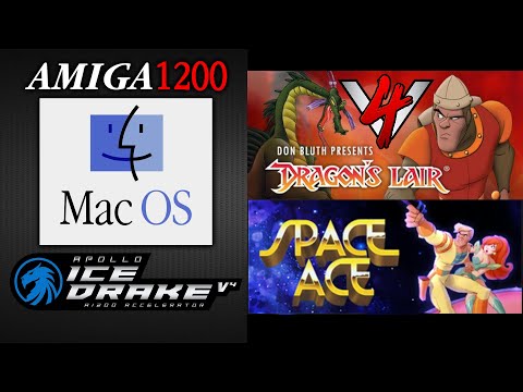 Amiga 1200 V4 IceDrake Accelerator with MacOS 8.1 Don Bluth Dragon's Lair and Space Ace