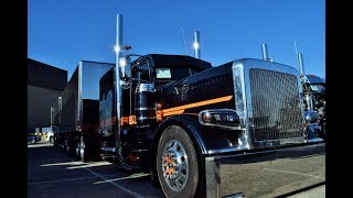 Chad Smith&#39;s C&amp;J Bark Haulers 2019 Peterbilt 389 and Michigan B-Train flatbeds