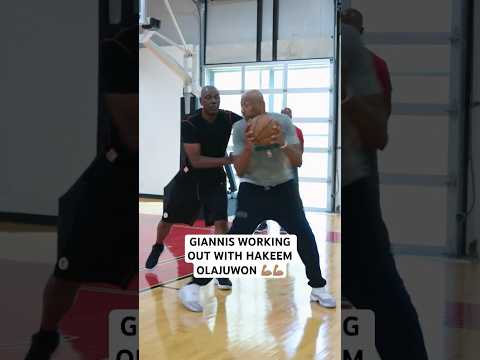 Giannis puttin that work in with Hakeem. Is he will dominating the post this year? 💪🏽 #giannis