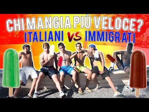 Italians vs. Immigrants - Who can eat popsicles faster? Food Contest