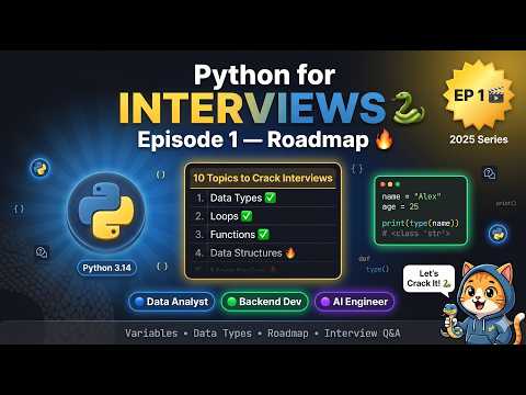 Python for Interviews 🐍 Ep 1 | Intro + Complete Roadmap 2025 | Data Analyst + Backend + AI
