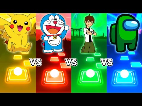 Pikachu vs Doraemon vs Ben 10 vs Among Us - Tiles Hop EDM Rush