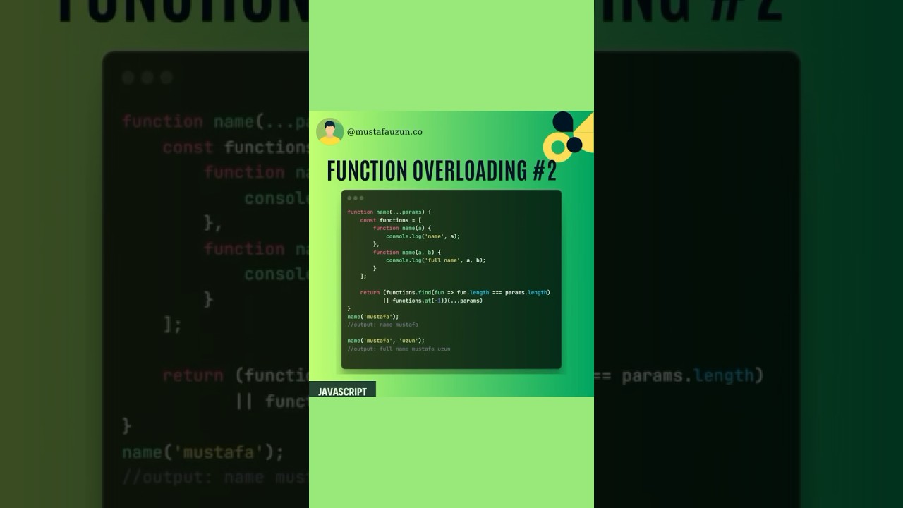Javascript, Function Overloading - 2 #javascript