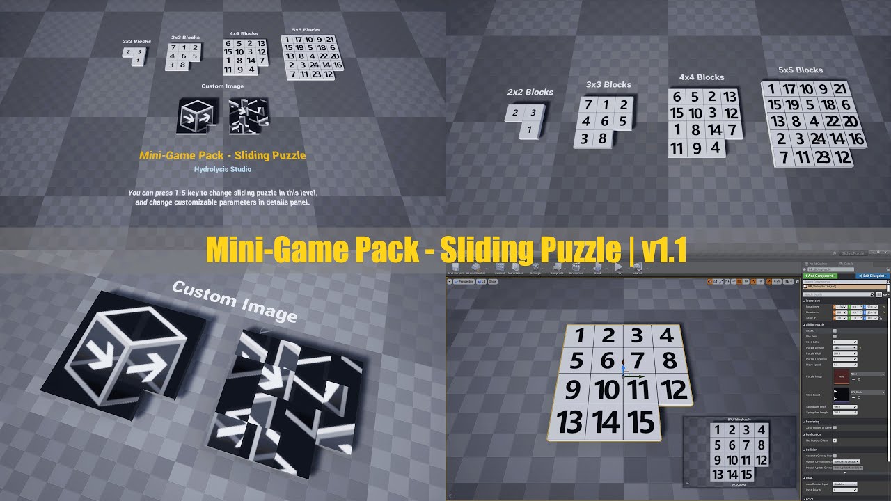 Unreal Engine Marketplace | Mini-Game Pack - Sliding Puzzle | v1.1