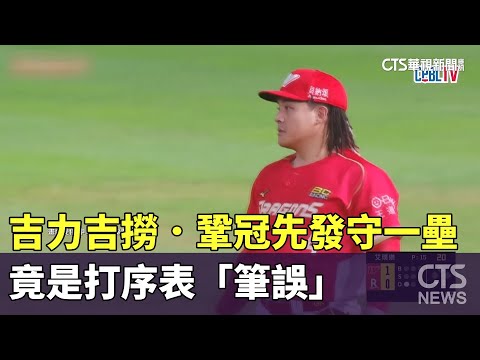 吉力吉撈．鞏冠先發守一壘　竟是打序表「筆誤」