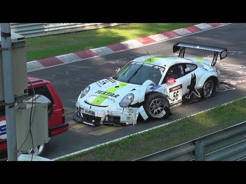 VLN Hard Crash Porsche 991 CUP @ Nürburgring Nordschleife Unfall 22.08.2015