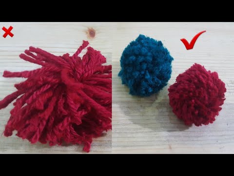 Super Easy Pom Pom Making Ideas With Fingers-Hand Embroidery Easy Trick-Woolen Flower Making