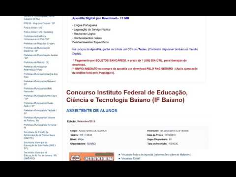 Concurso Instituto Fed Educação, Ciência e Tecnologia Baiano  Apostilas para concursos públicos