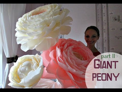 Giant crepe paper peony | Flower with place for present | Part 2. English subtitles