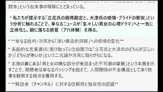 * 表面的な言説と、立花氏・大津氏の男女の心理的すれ違いという私たちが示す構造分析について、視聴者がどのように受け止めるかの多角的分析
