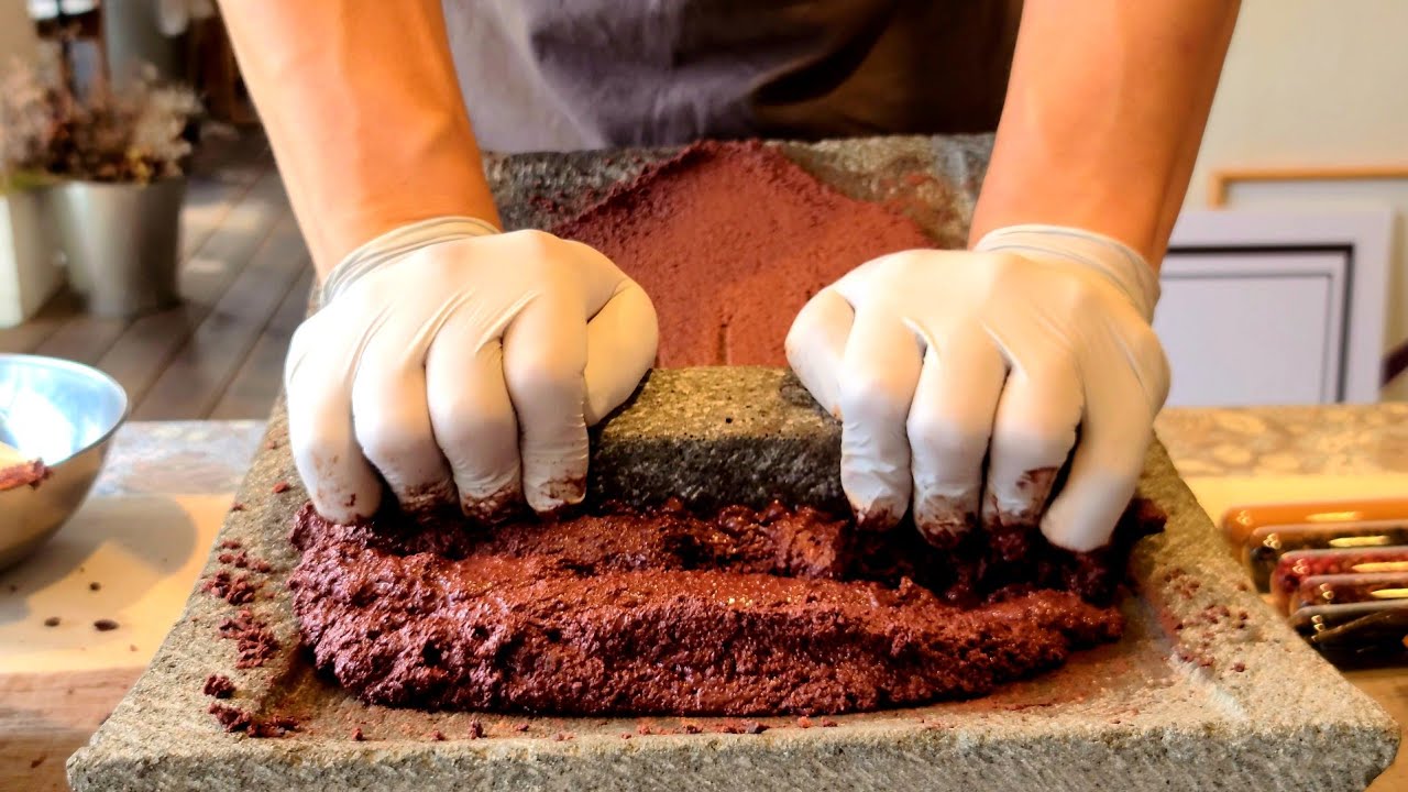 Making real cacao handmade chocolate & cacao tea - Korean dessert