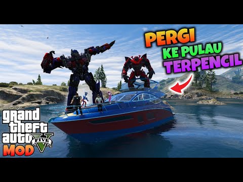 JUNIOR DAN TRANSFORMER OPTIMUS PRIME NGAJAK IRONMAN PERGI KE PULAU TERPENCIL - GTA 5 MOD TRASNFORMER