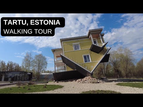 City walks series - Tartu, Estonia (4K walking tour - from city centre to Upside Down House )