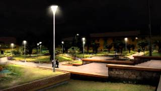 preview picture of video 'Simulación de iluminación - Parque de Samacá - Boyacá'