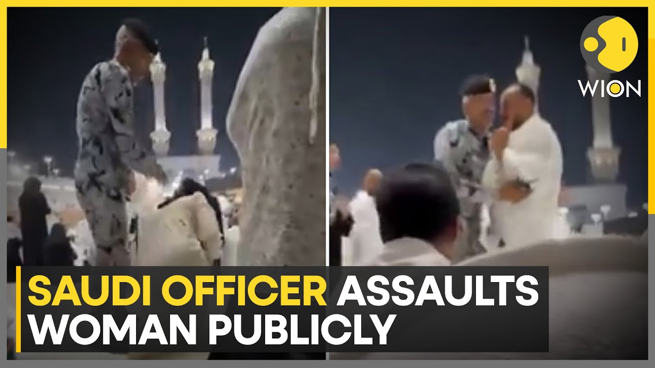 Saudi Security Officer Assaults Woman Sitting on Floor | WION